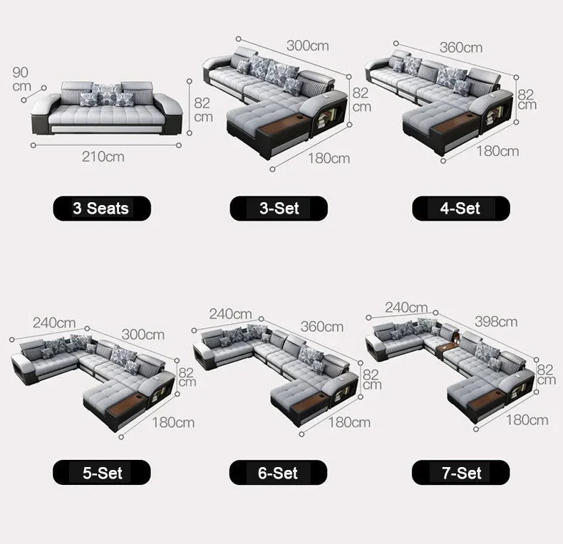 Elegant U-Shaped Modern Sectional Sofa