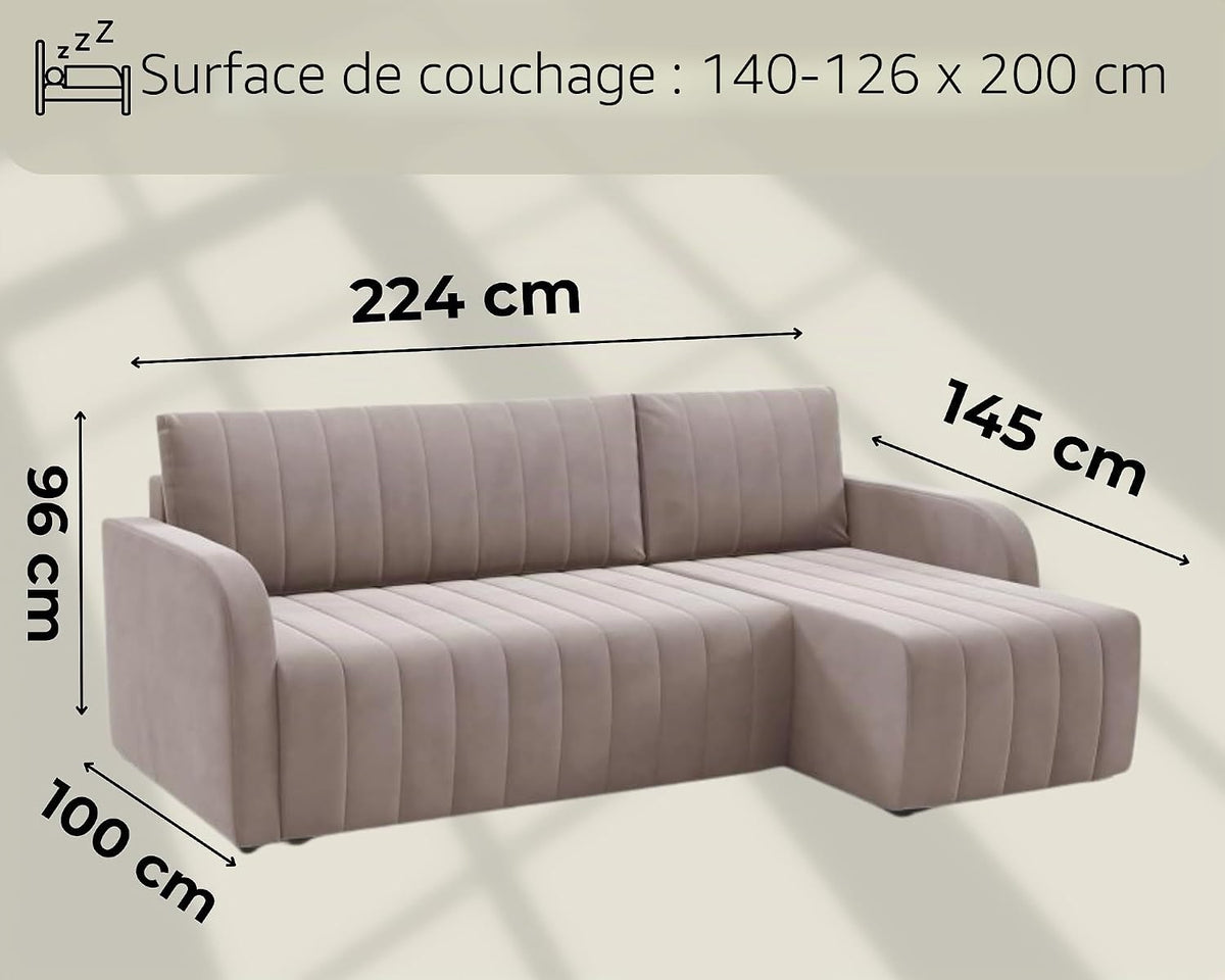 Sophisticated Velvet Corner Sofa Bed
