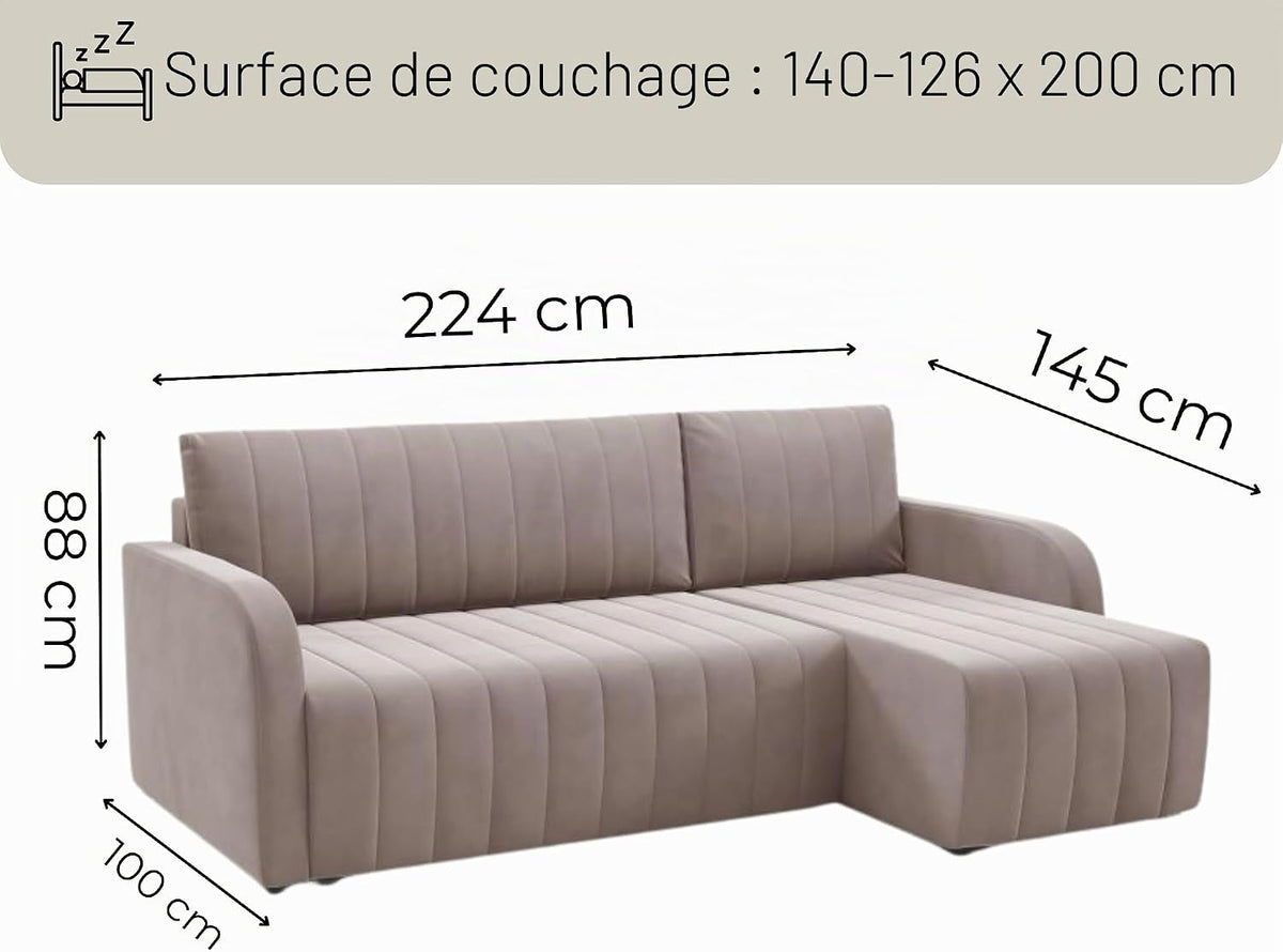 Sophisticated Velvet Corner Sofa Bed