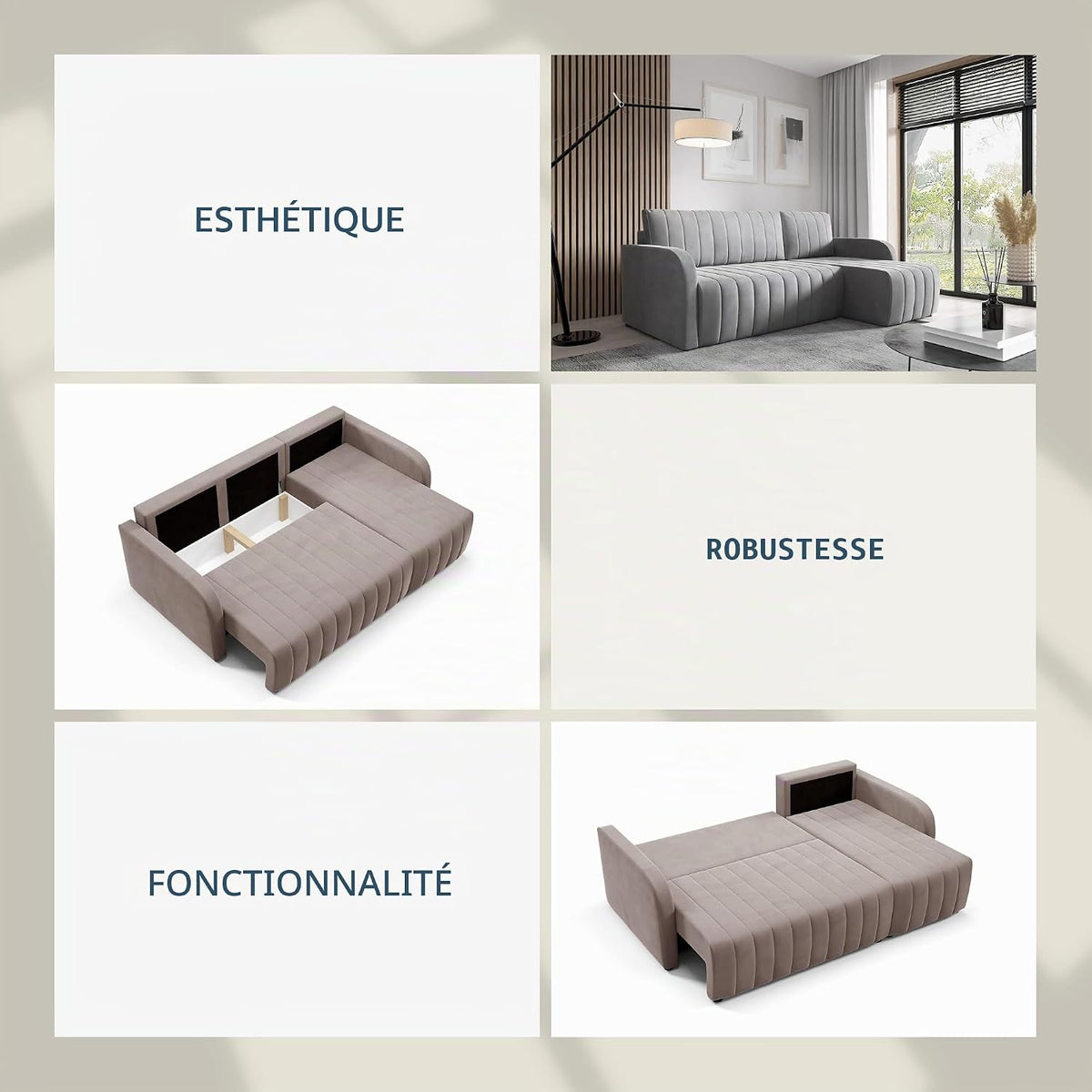 Sophisticated Velvet Corner Sofa Bed