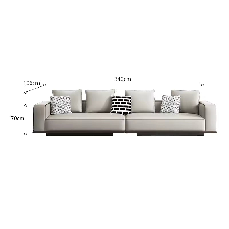 Modern Simple Leather Sofa Living Room Modern Large Flat Floor Large Household Type First Layer Cowhide Inline Tofu Block Sofa