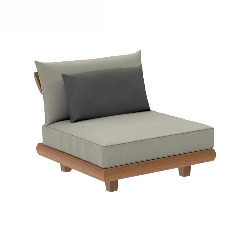 Stylish Outdoor Waterproof Teak Sofa Set Weather Resistant Solid Wood Furniture Ideal For Patio Villa Garden Outdoor Layout