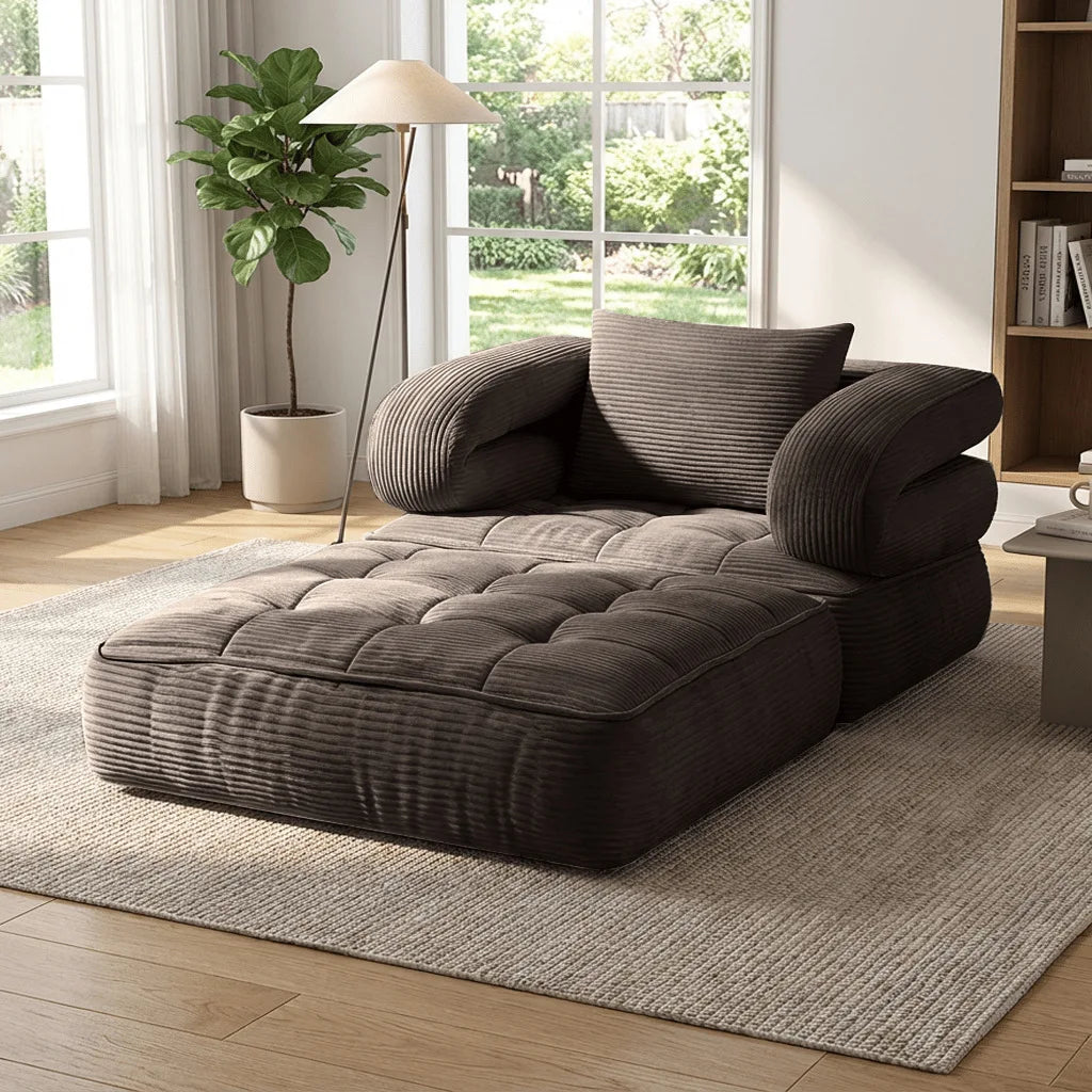 Vacuum Compression Sofa, Foldable Office Lazy Sofa, Living Room, Small-sized Tatami, Corduroy Single Sofa Bed, Floor Sofa