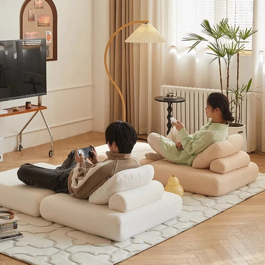 Fabric Single Sofa, Sweet Potato Sofa Bed, Small-Sized Living Room Folding Dual-Use Tatami, Tofu Block Lazy Sofa
