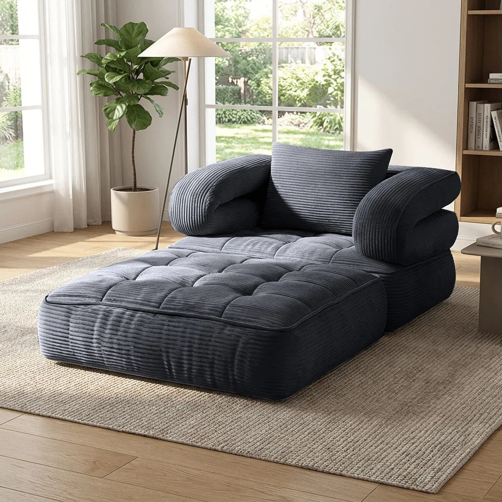 Vacuum Compression Sofa, Foldable Office Lazy Sofa, Living Room, Small-sized Tatami, Corduroy Single Sofa Bed, Floor Sofa