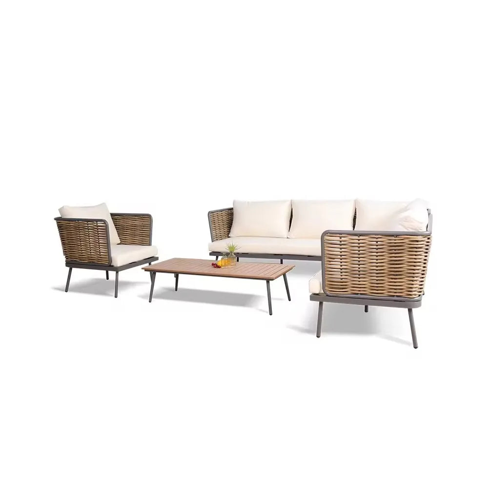 Outdoor Sofa, Waterproof and UV-resistant Three-seater Sofa Set, Garden Leisure Furniture