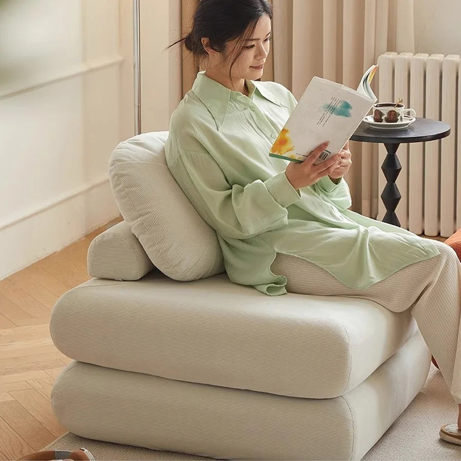 Fabric Single Sofa, Sweet Potato Sofa Bed, Small-Sized Living Room Folding Dual-Use Tatami, Tofu Block Lazy Sofa