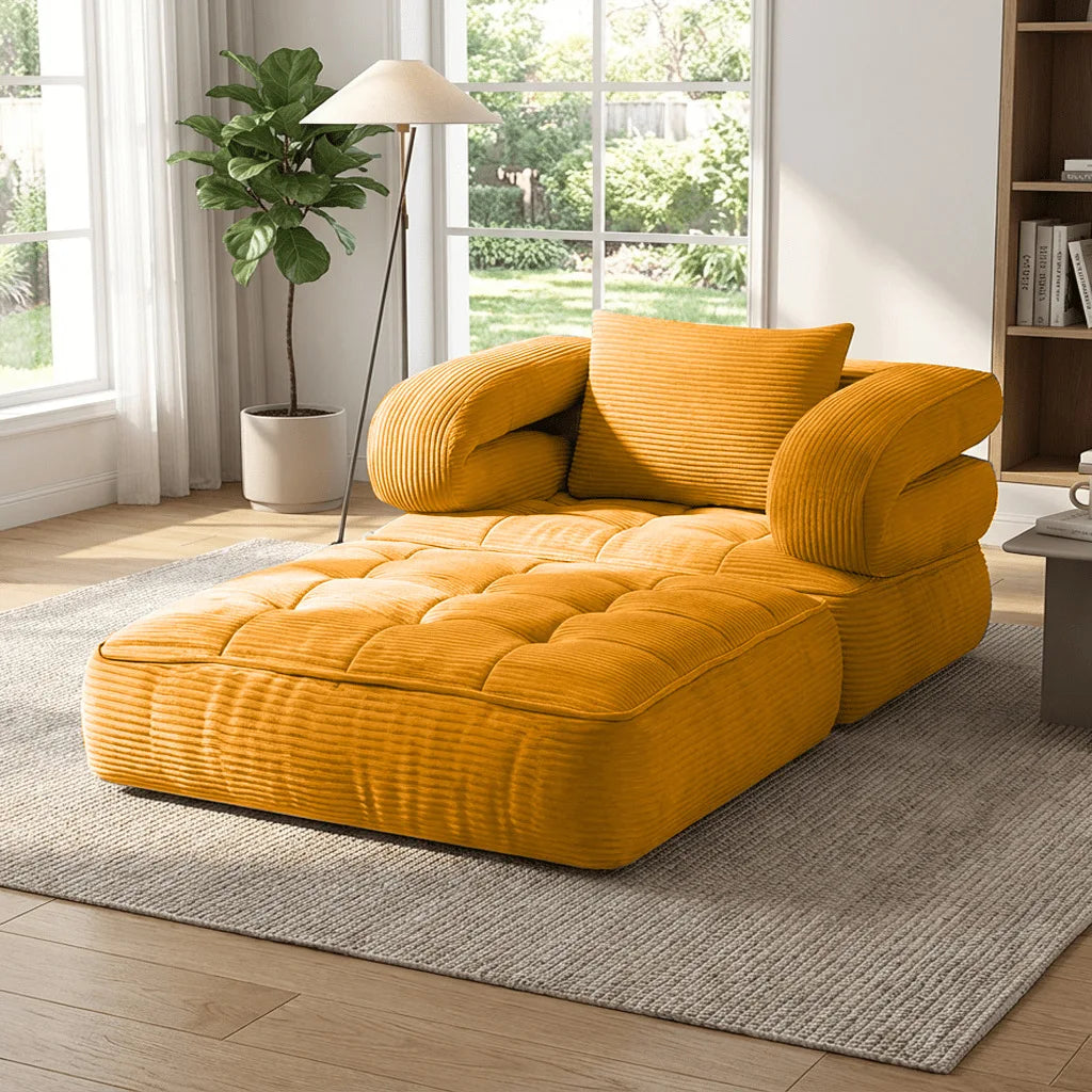Vacuum Compression Sofa, Foldable Office Lazy Sofa, Living Room, Small-sized Tatami, Corduroy Single Sofa Bed, Floor Sofa